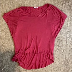 Dusty rose flutter sleeve high low top